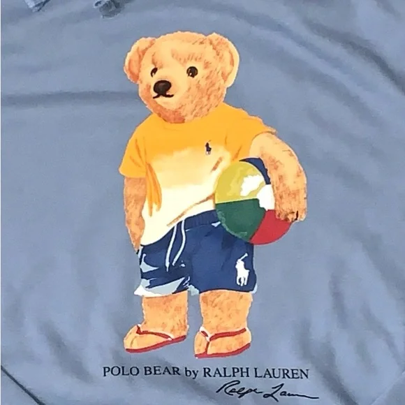 POLO RALPH LAUREN Big & Tall Blue Beach POLO BEAR Fleece Pullover Hoodie NWT NEW